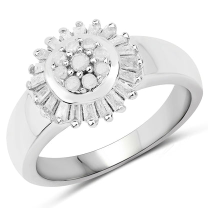 0.75 Carat Genuine White Diamond .925 Sterling Silver Ring Bids.com