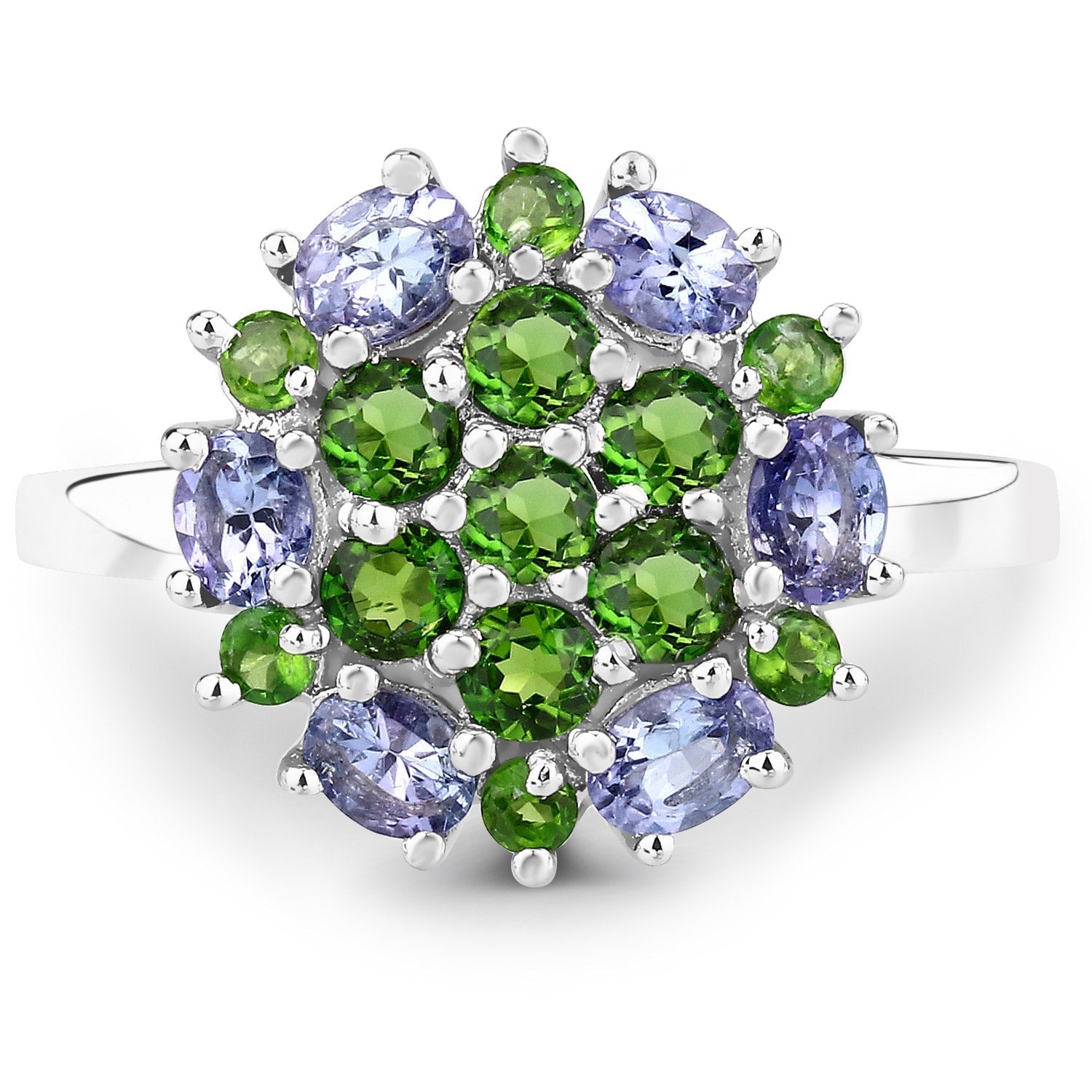 2.03 Carat Genuine Tanzanite and Chrome Diopside .925 Sterling Silver Ring Bids.com