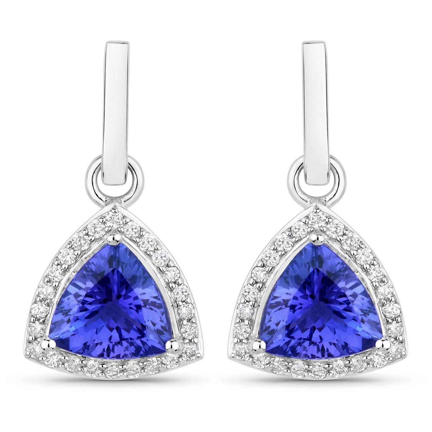 3.86 Carat Genuine Tanzanite and White Diamond 14K White Gold Earrings Bids.com