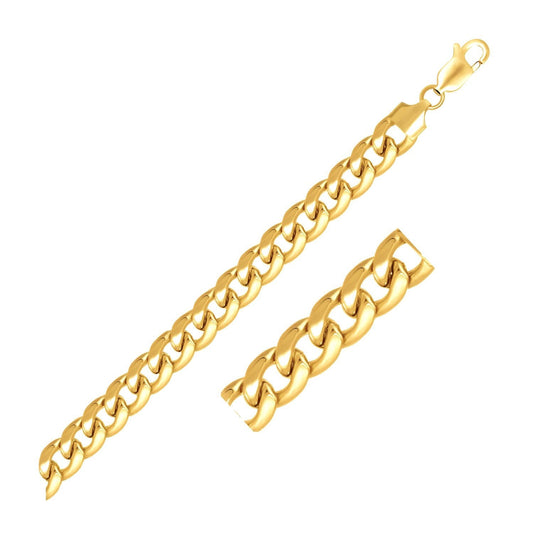 7.8mm 14k Yellow Gold Miami Cuban Semi Solid Bracelet Bids.com