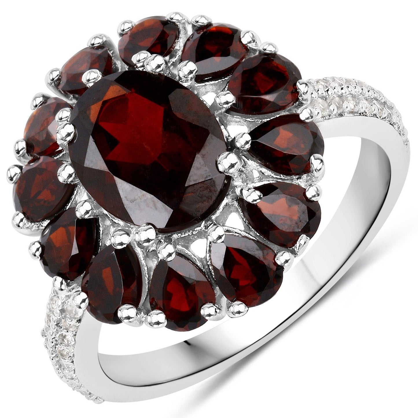 13.82 Carat Genuine Garnet and White Topaz .925 Sterling Silver 3 Piece Jewelry Set (Ring, Earrings, and Pendant w/ Chain) Bids.com