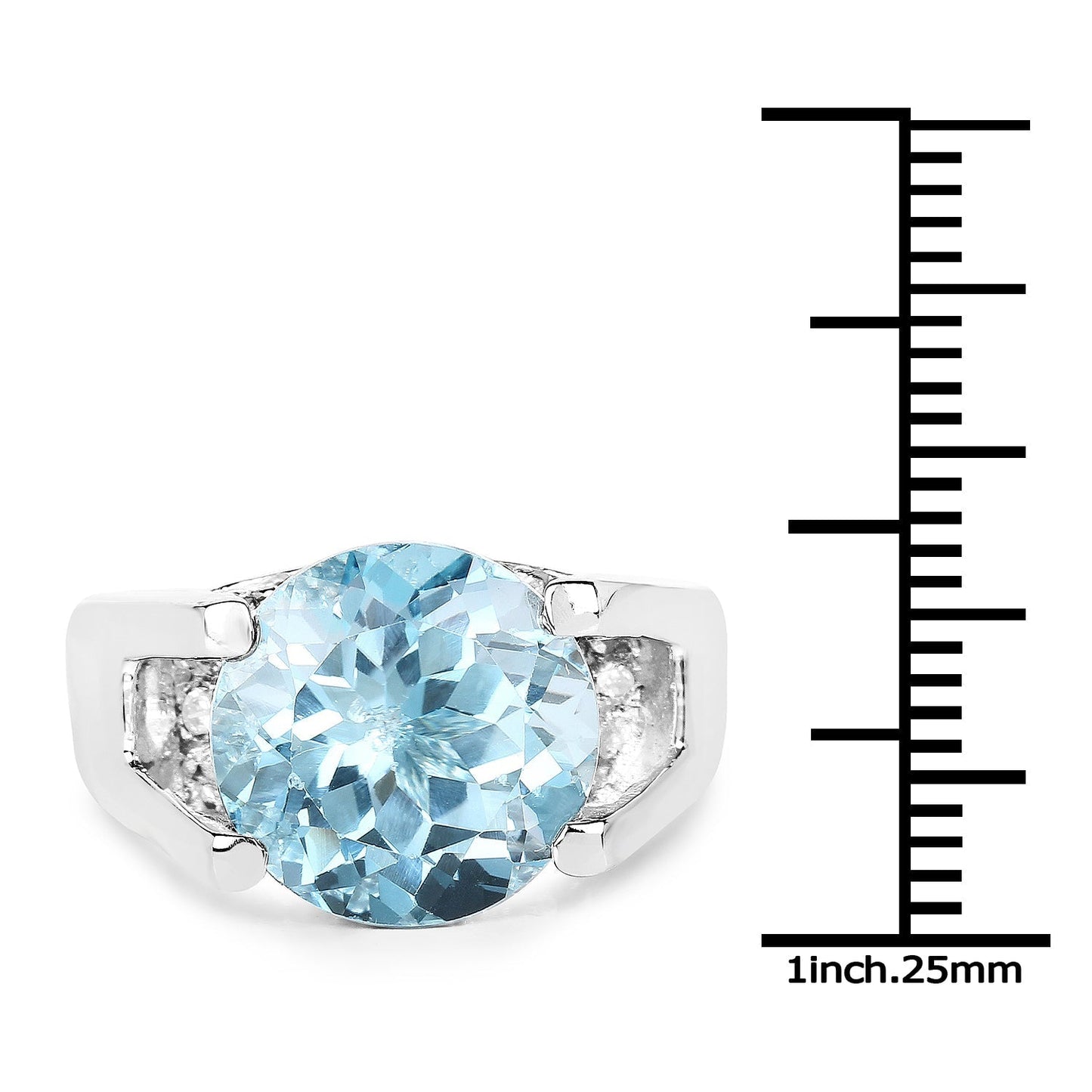 7.21 Carat Genuine Blue Topaz and White Cubic Zirconia .925 Sterling Silver Ring Bids.com