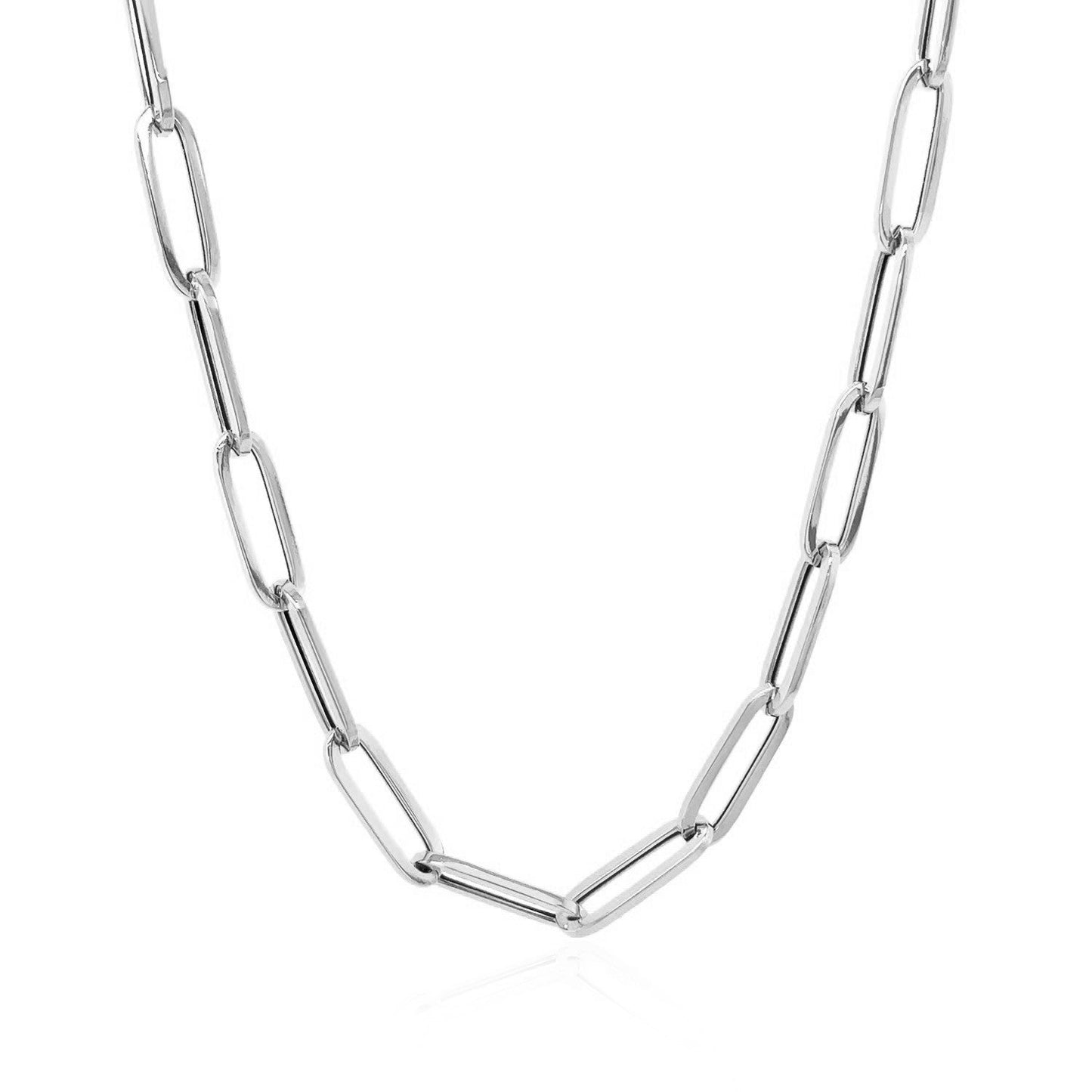 14k White Gold Bold Paperclip Chain (4.2 mm) Bids.com