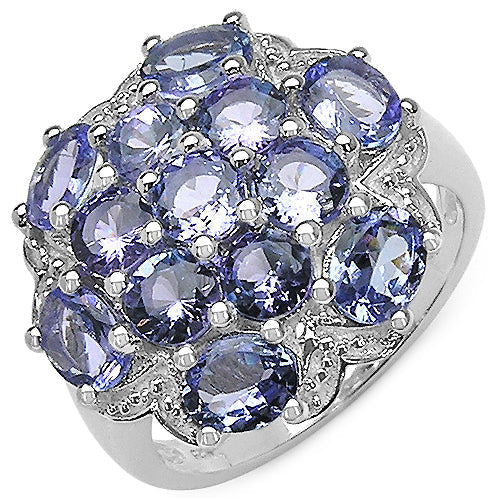 3.59 Carat Genuine Tanzanite .925 Sterling Silver Ring Bids.com
