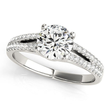 14k White Gold Split Shank Round Diamond Engagement Ring (1 1/8 cttw) Bids.com