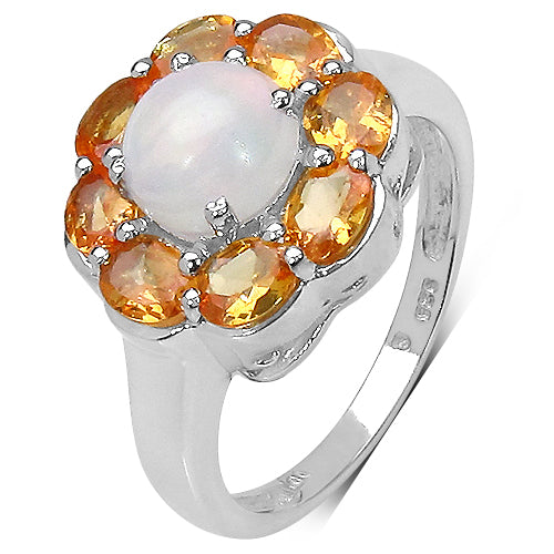 2.65 Carat Genuine Ethiopian Opal & Spessartite .925 Sterling Silver Ring Bids.com