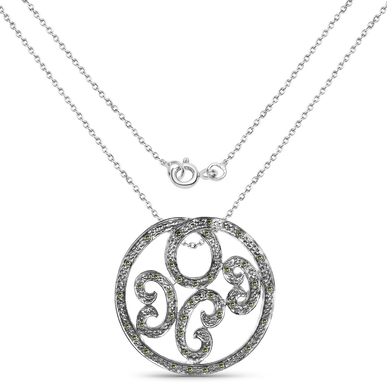 0.22 Carat Genuine Green Diamond .925 Sterling Silver Pendant Bids.com