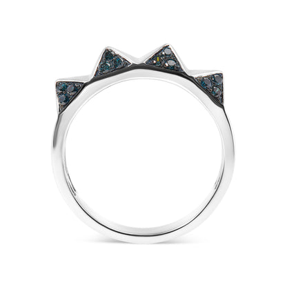 14K White Gold 1/4 Cttw Treated Blue Diamond Pyramid Band Ring (Blue Color, SI1-SI2 Clarity)- Size 7 Bids.com