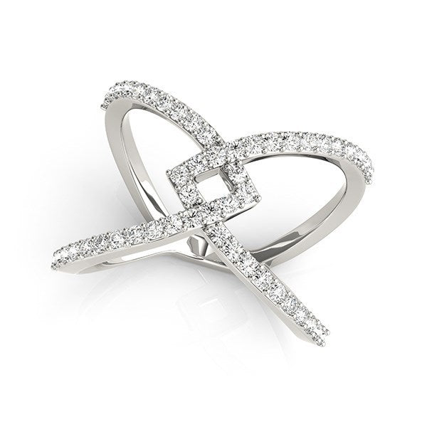 14k White Gold Fancy Entwined Design Diamond Ring (1/2 cttw) Bids.com