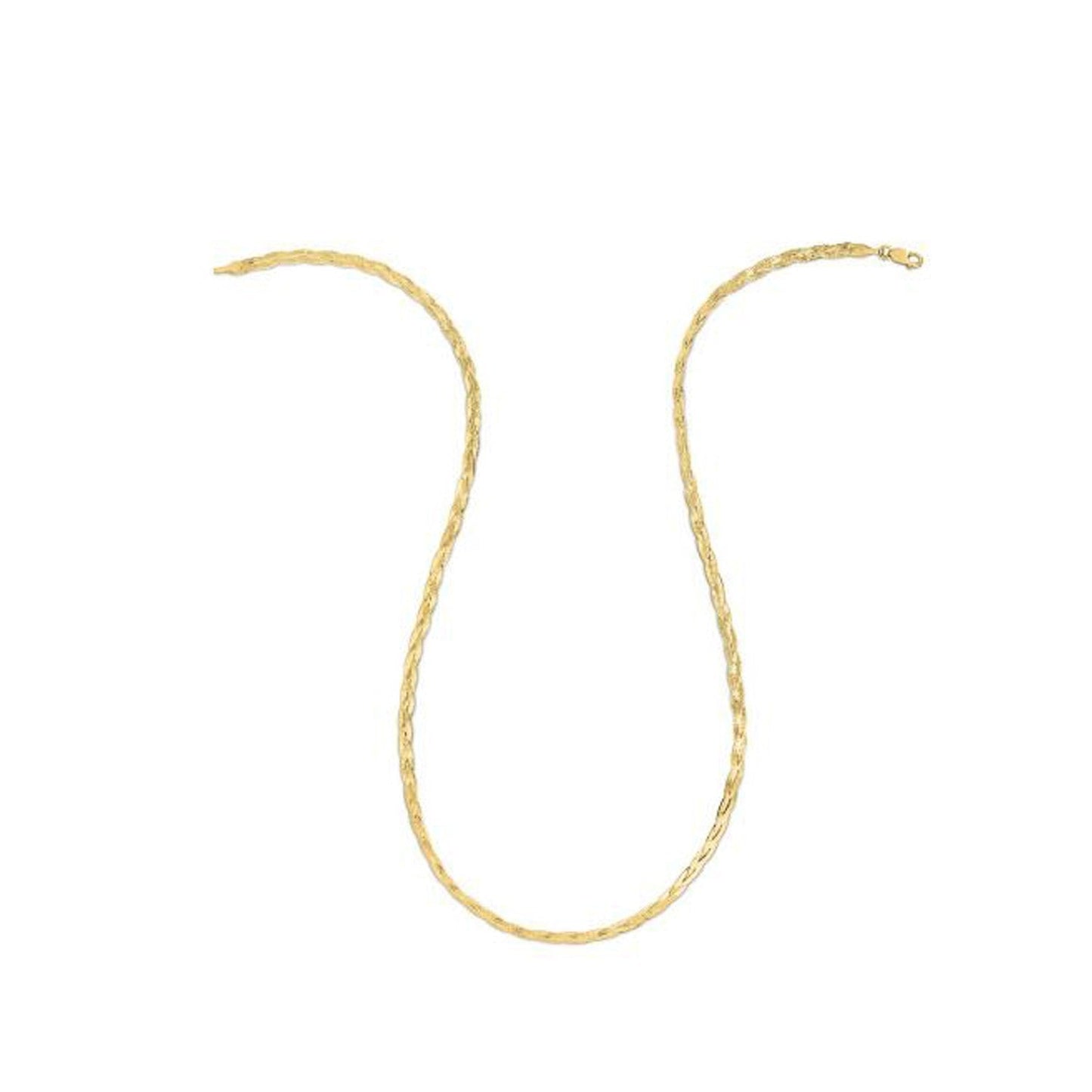 14k Yellow Gold Braided Herringbone Chain (3.20 mm) Bids.com