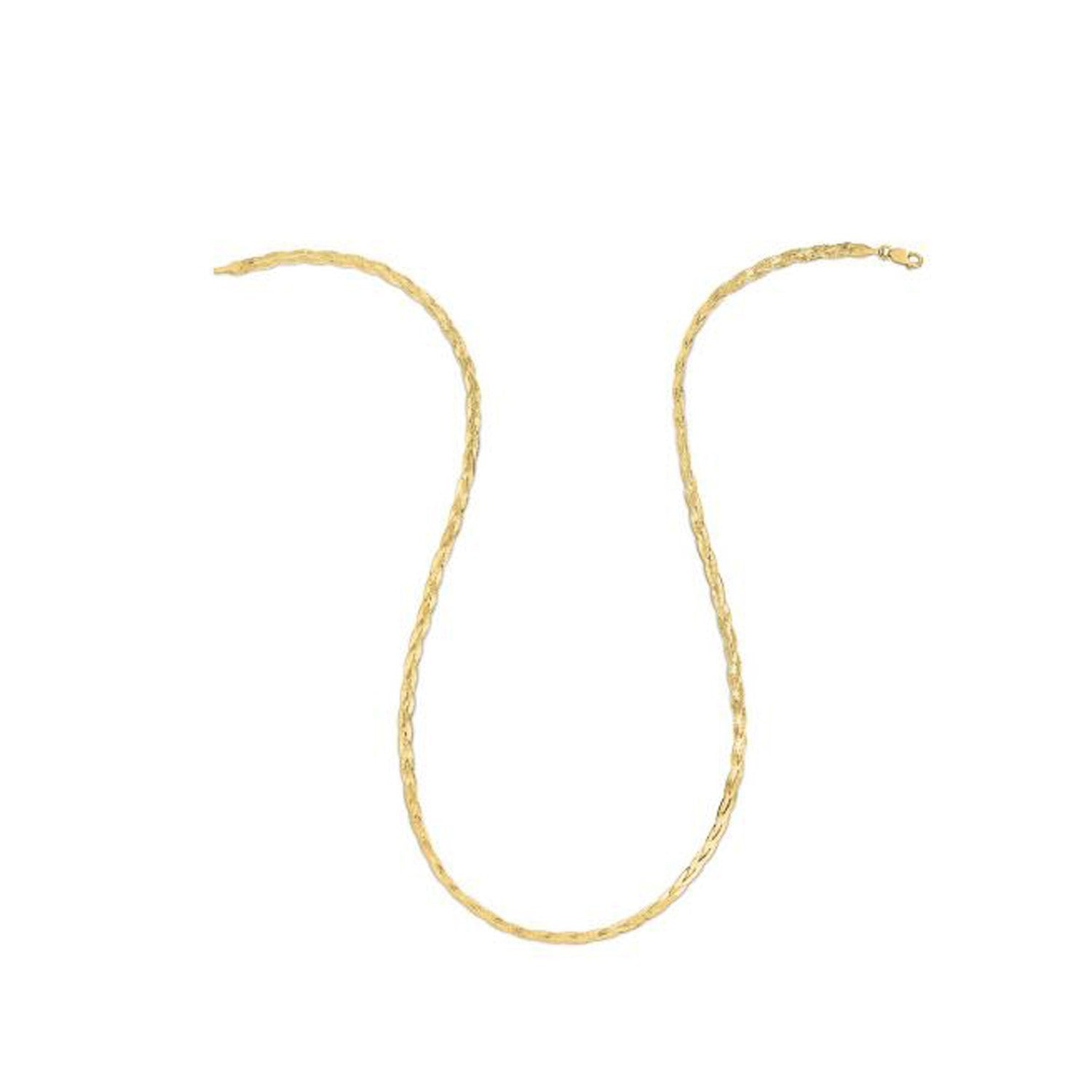 14k Yellow Gold Braided Herringbone Chain (3.20 mm) Bids.com