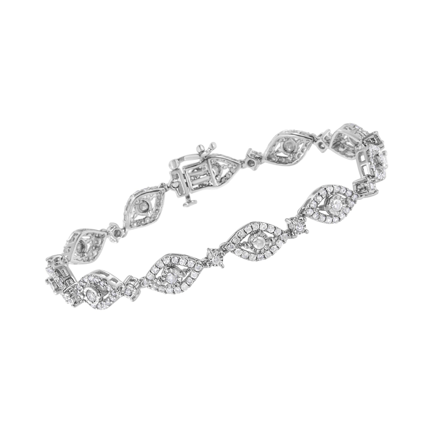 .925 Sterling Silver 2 1/2 Cttw Diamond Pear Shaped and Bezel Link Bracelet (I-J Color, I2-I3 Clarity) - 7.5 " Bids.com