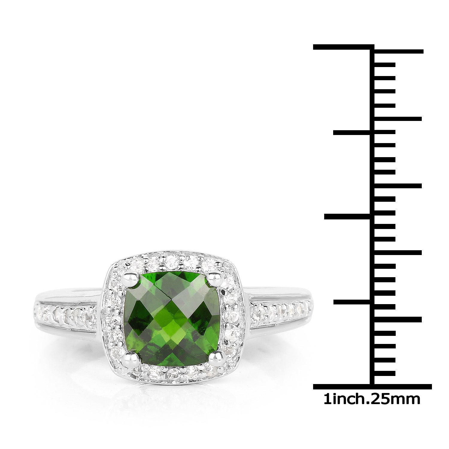 1.67 Carat Genuine Chrome Diopside & White Topaz .925 Sterling Silver Ring Bids.com