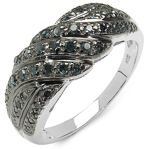 0.36 Carat Genuine Blue Diamond .925 Sterling Silver Ring Bids.com