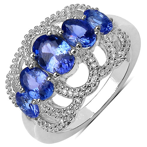 2.13 Carat Genuine Tanzanite .925 Sterling Silver Ring Bids.com