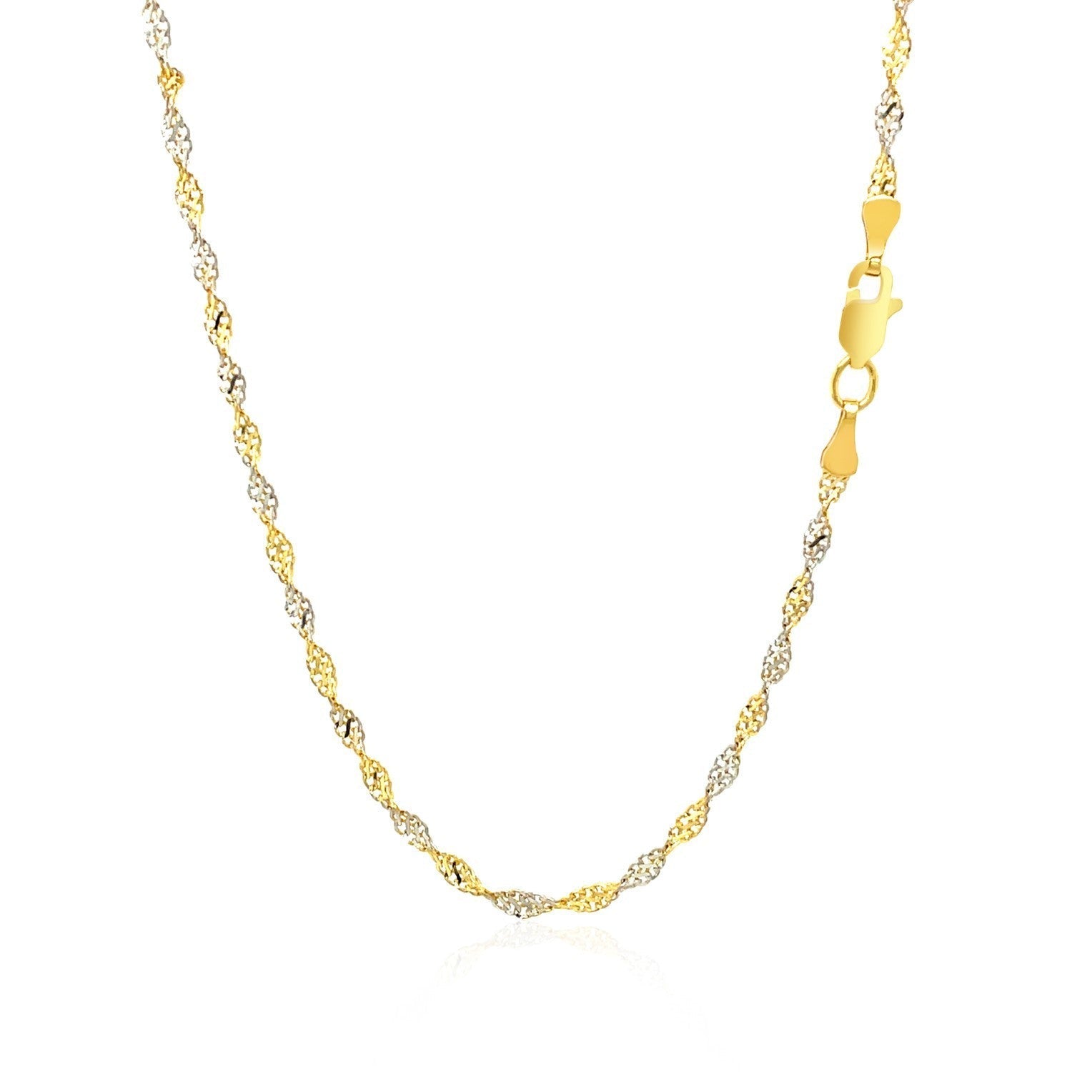 2.0mm 14k Two-Tone Gold Singapore Chain Bids.com