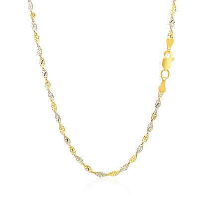 2.0mm 14k Two-Tone Gold Singapore Chain Bids.com
