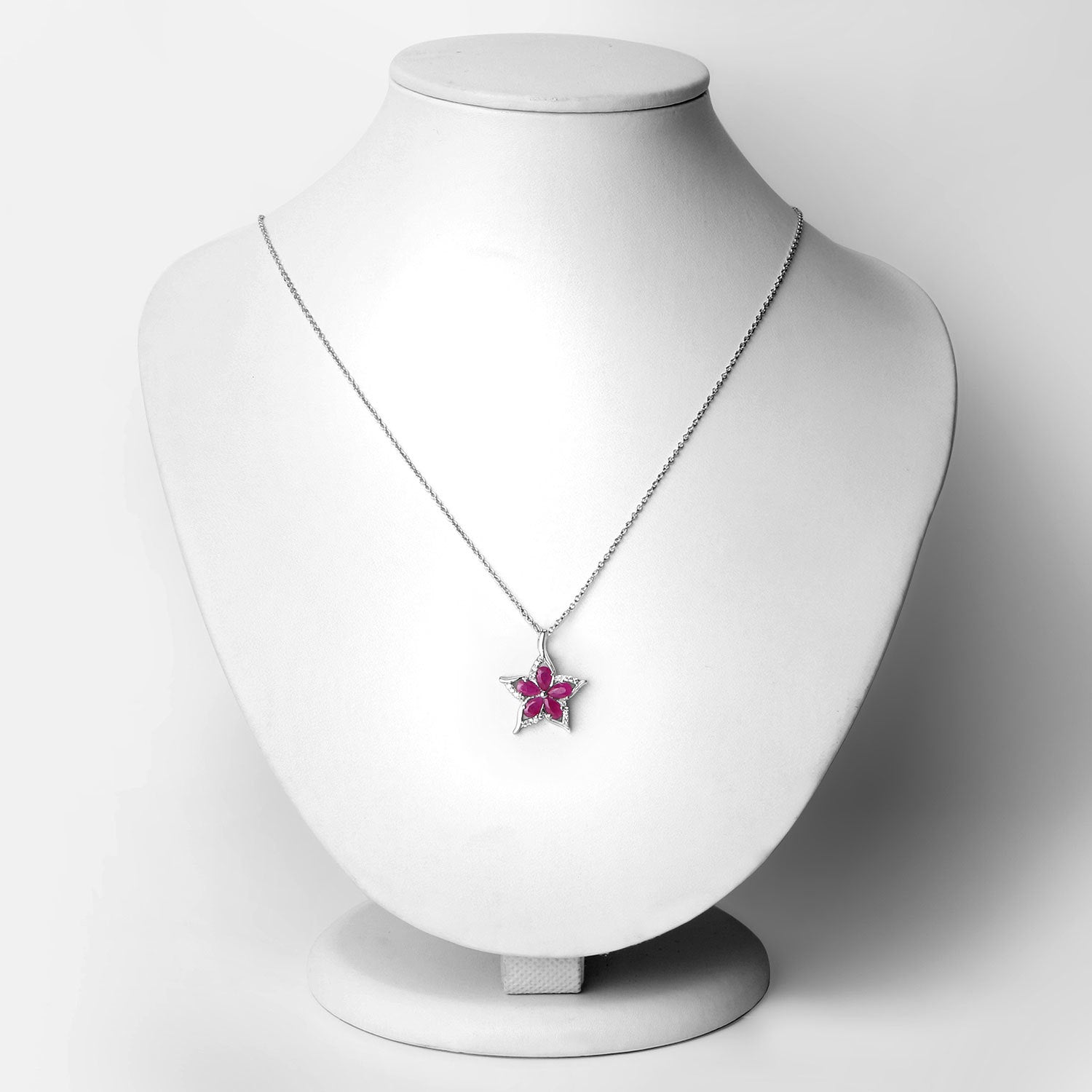 1.37 Carat Genuine Ruby and White Zircon .925 Sterling Silver Pendant Bids.com