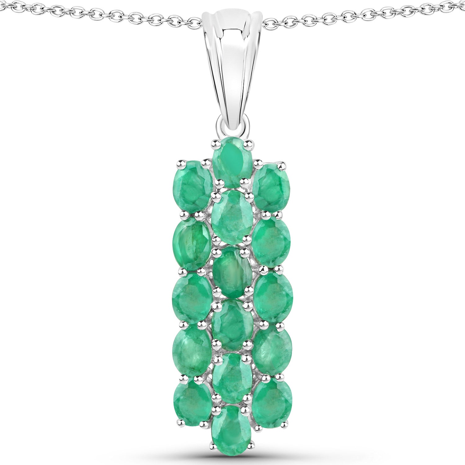 7.80 Carat Genuine Zambian Emerald .925 Sterling Silver 3 Piece Jewelry Set (Ring, Earrings, and Pendant w/ Chain) Bids.com
