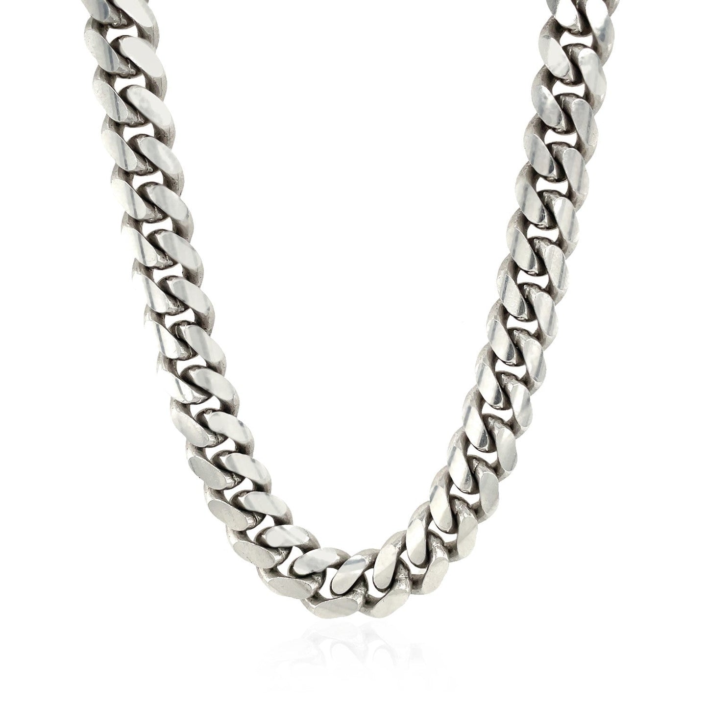 Sterling Silver Rhodium Plated Miami Cuban Chain 9.8mm Bids.com