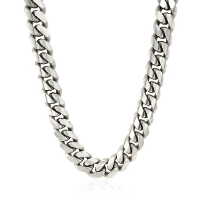 Sterling Silver Rhodium Plated Miami Cuban Chain 9.8mm Bids.com
