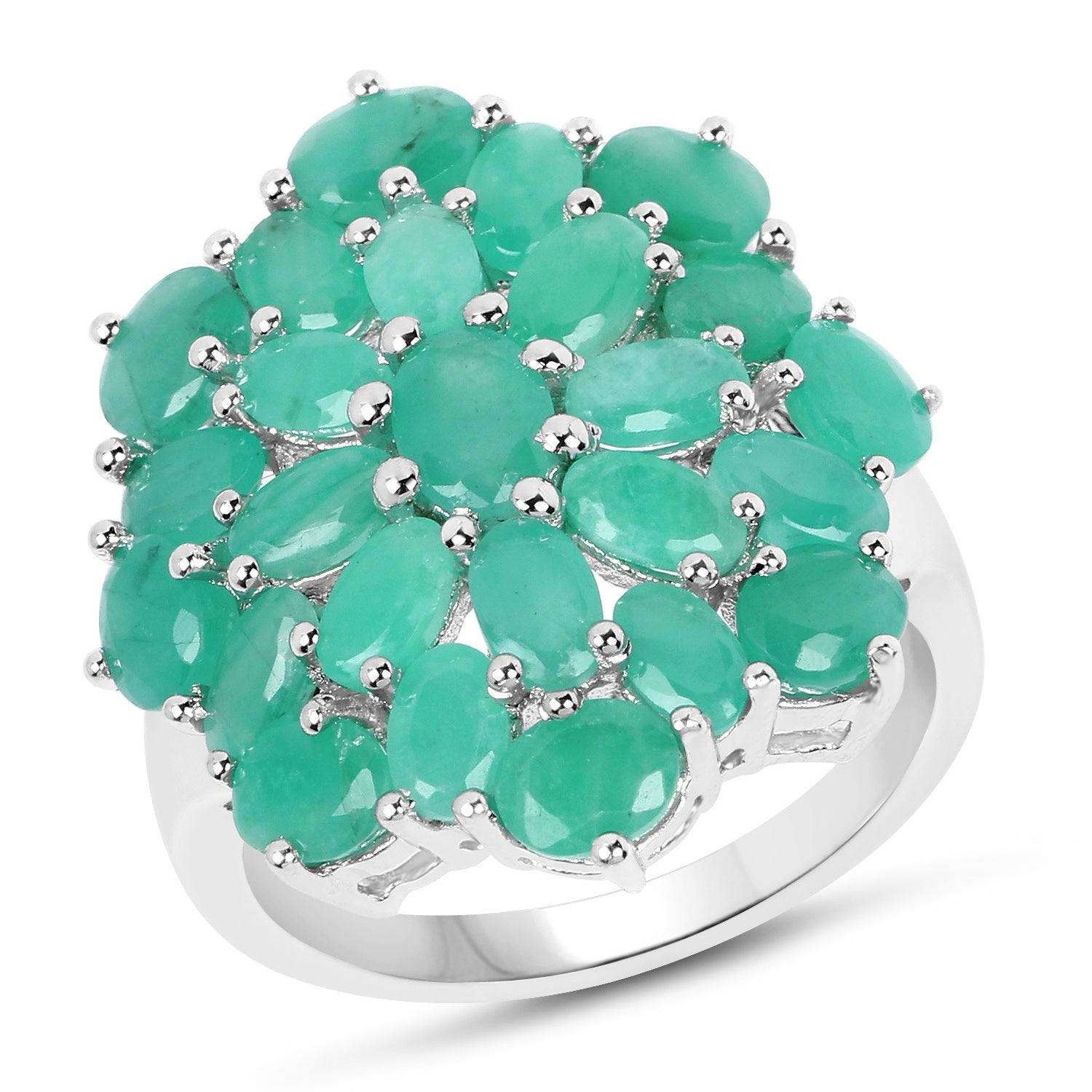 5.88 Carat Genuine Emerald .925 Sterling Silver Ring Bids.com