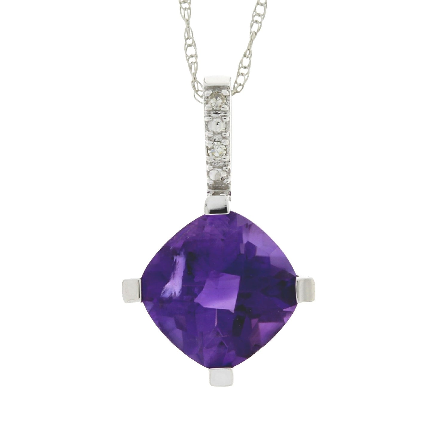 Amethyst Diamond Fashion Pendants 10KT White Gold Bids.com