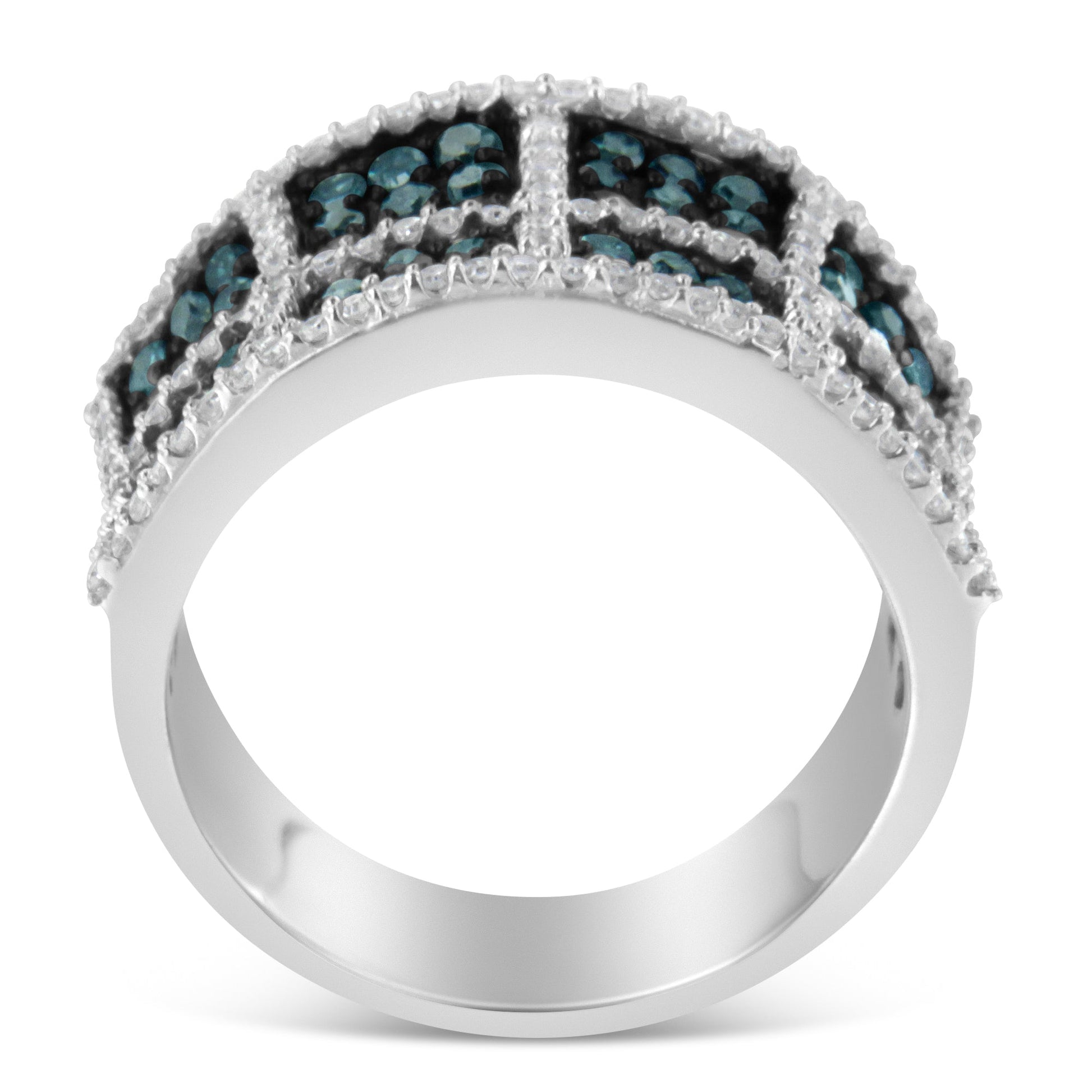 14K White Gold White and Treated Blue Diamond Cocktail Ring (1 1/2 Cttw, H-I Color, I1-I2 Clarity) - Size 6 Bids.com
