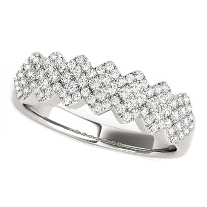 Diamond Studded Wide Multi-Diagonal Pattern Ring in 14k White Gold (5/8 cttw) Bids.com