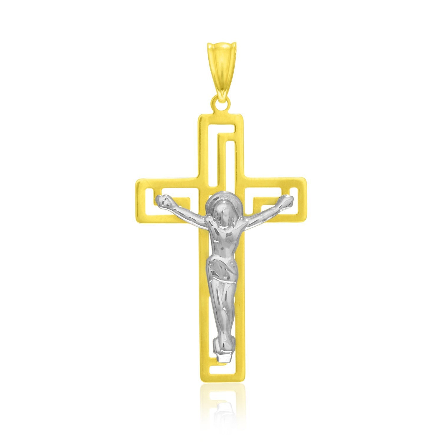 14k Two-Tone Gold Cross with Figure Pendant Bids.com