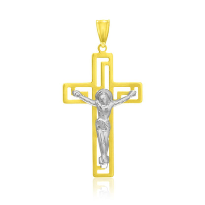 14k Two-Tone Gold Cross with Figure Pendant Bids.com