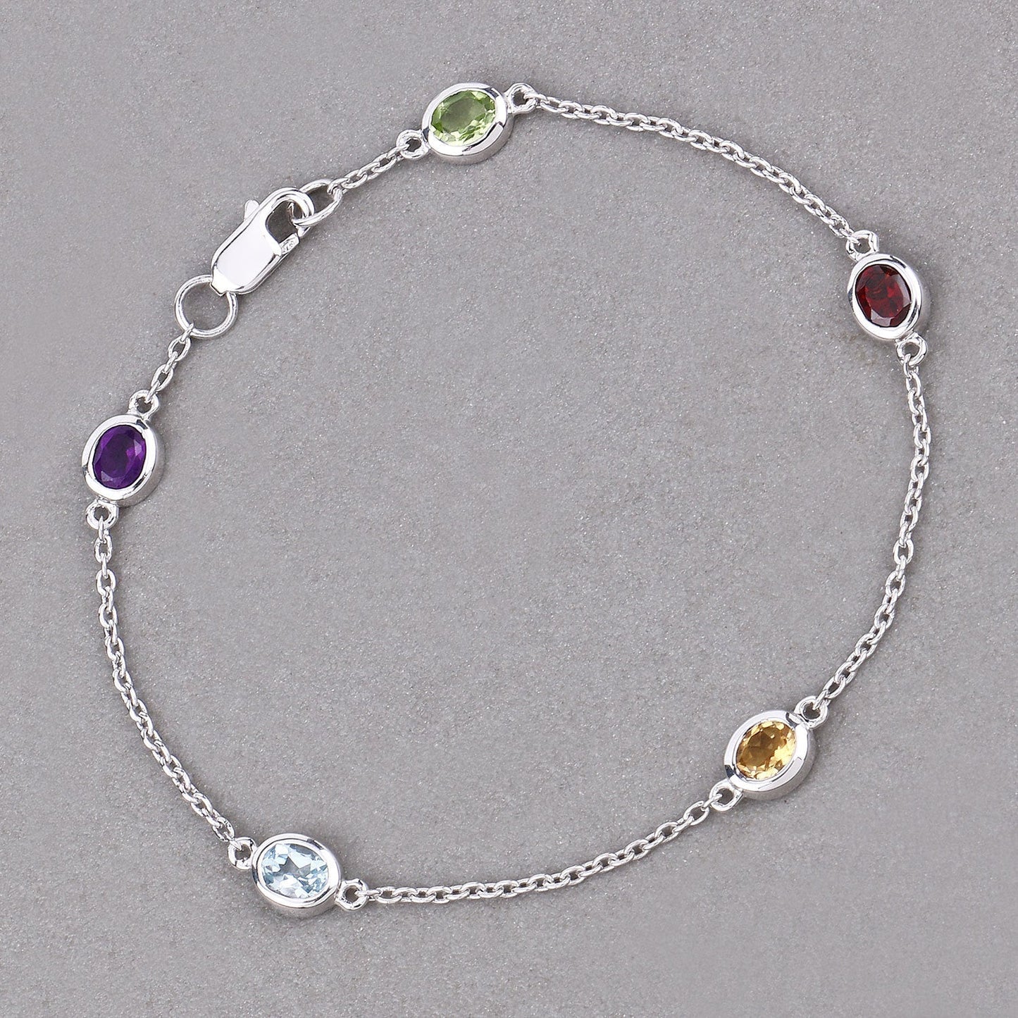 1.83 Carat Genuine Multi Stones .925 Sterling Silver Bracelet Bids.com
