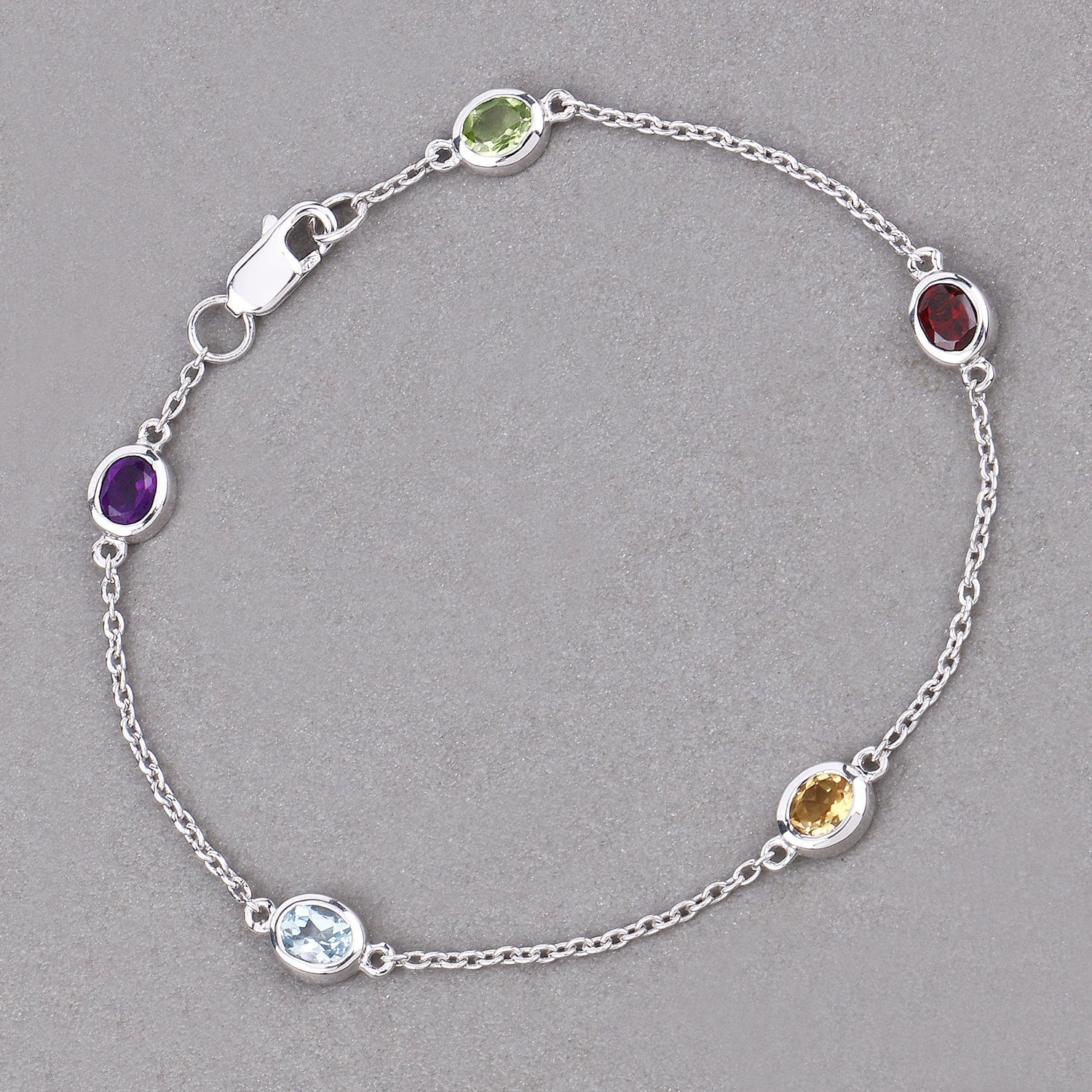 1.83 Carat Genuine Multi Stones .925 Sterling Silver Bracelet Bids.com