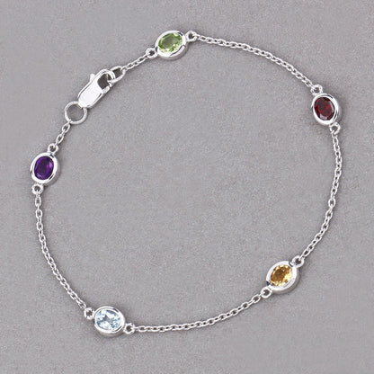 1.83 Carat Genuine Multi Stones .925 Sterling Silver Bracelet Bids.com
