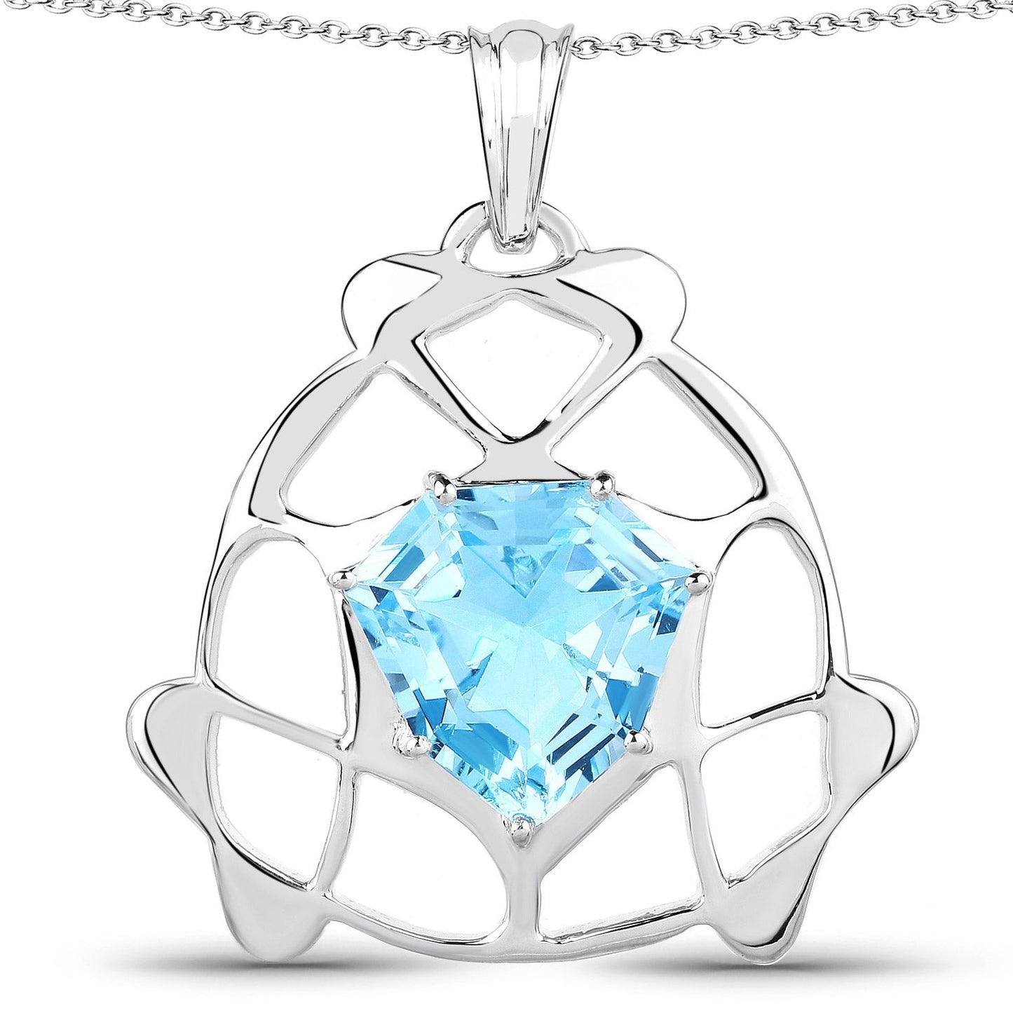 11.50 Carat Genuine Swiss Blue Topaz .925 Sterling Silver Pendant Bids.com