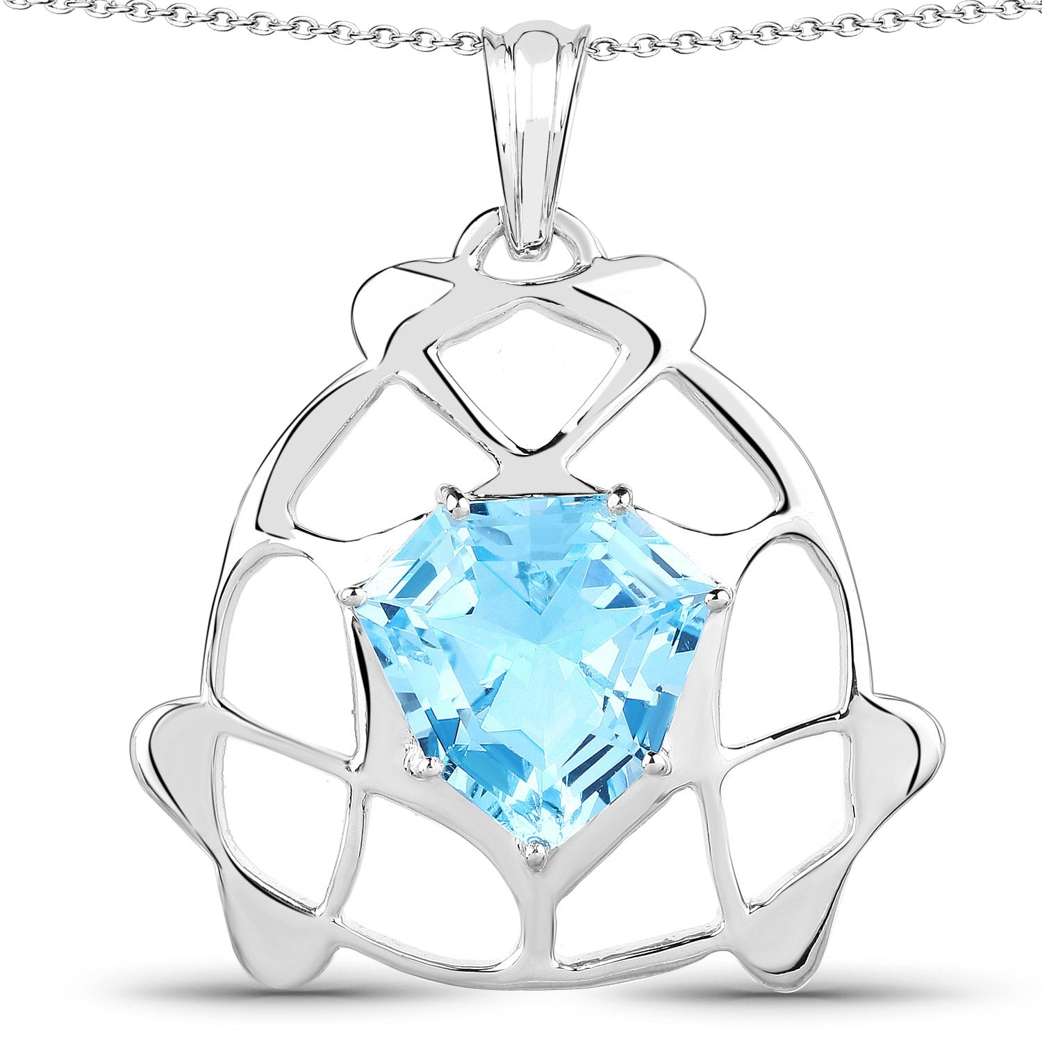 11.50 Carat Genuine Swiss Blue Topaz .925 Sterling Silver Pendant Bids.com