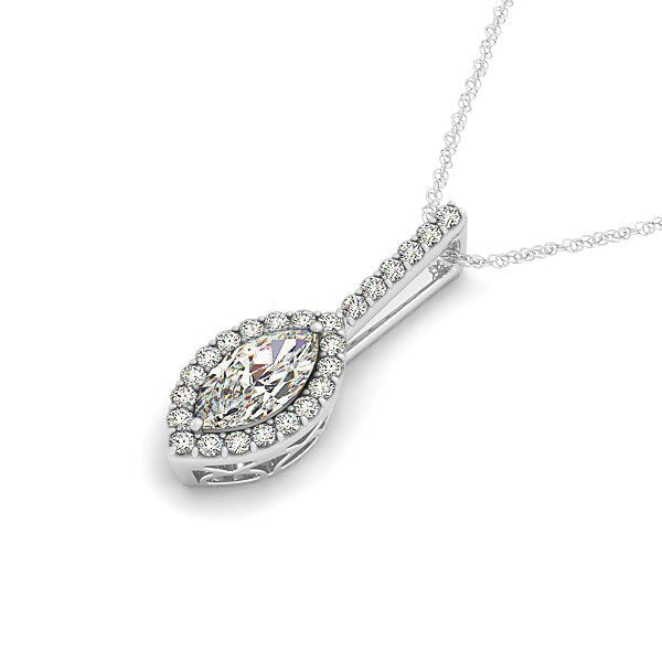 Marquis Shape Diamond Halo Pendant in 14k White Gold (2/3 cttw) Bids.com