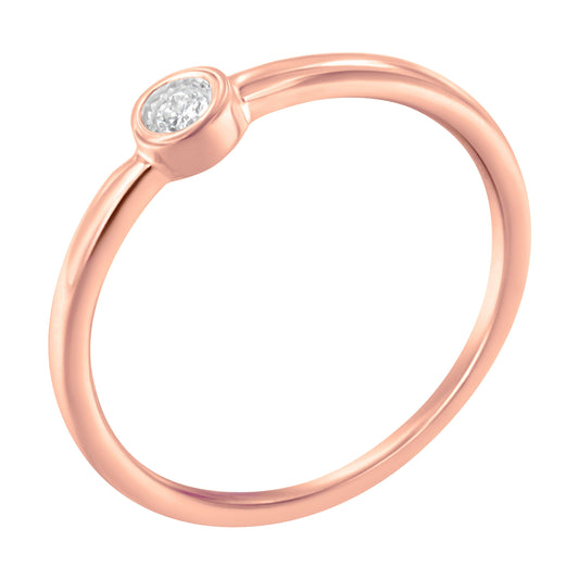 14K Rose Gold Plated .925 Sterling Silver Miracle Set Diamond Ring (1/20 Cttw, J-K Color, I1-I2 Clarity) - Size 6 Bids.com