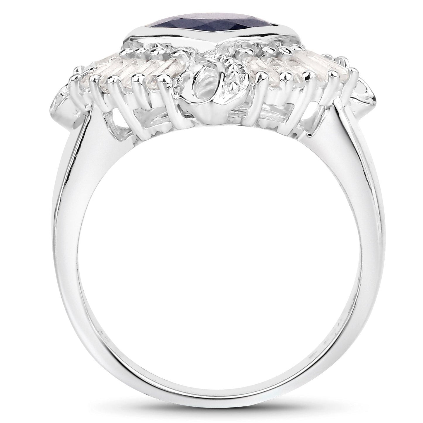 3.06 Carat Glass Filled Sapphire and White Topaz .925 Sterling Silver Ring Bids.com