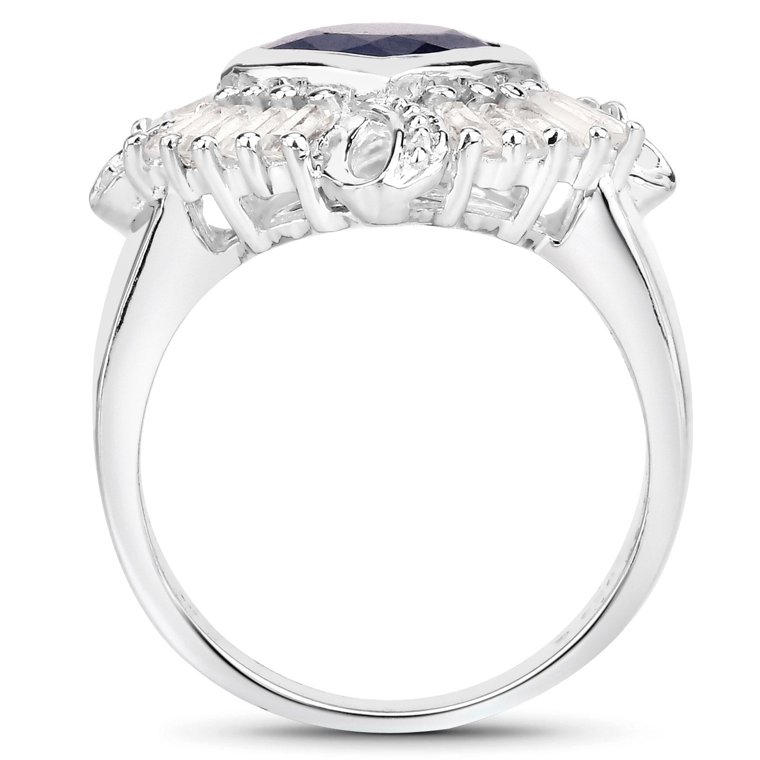 3.06 Carat Glass Filled Sapphire and White Topaz .925 Sterling Silver Ring Bids.com