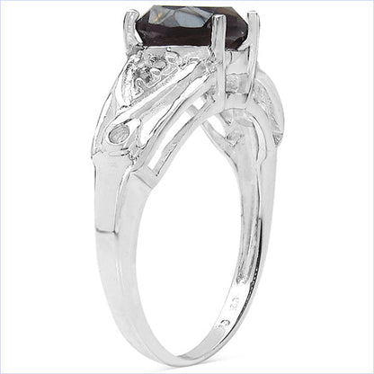 2.59 Carat Genuine Smoky Quartz & White Topaz .925 Sterling Silver Ring Bids.com