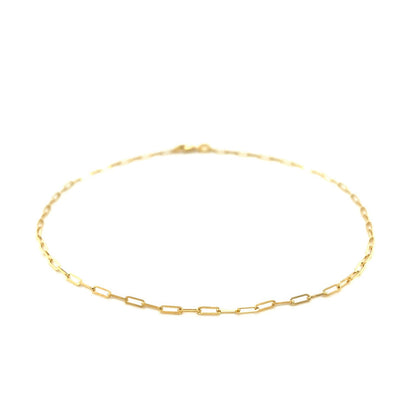 14K Yellow Gold Fine Paperclip Anklet (1.5mm) Bids.com