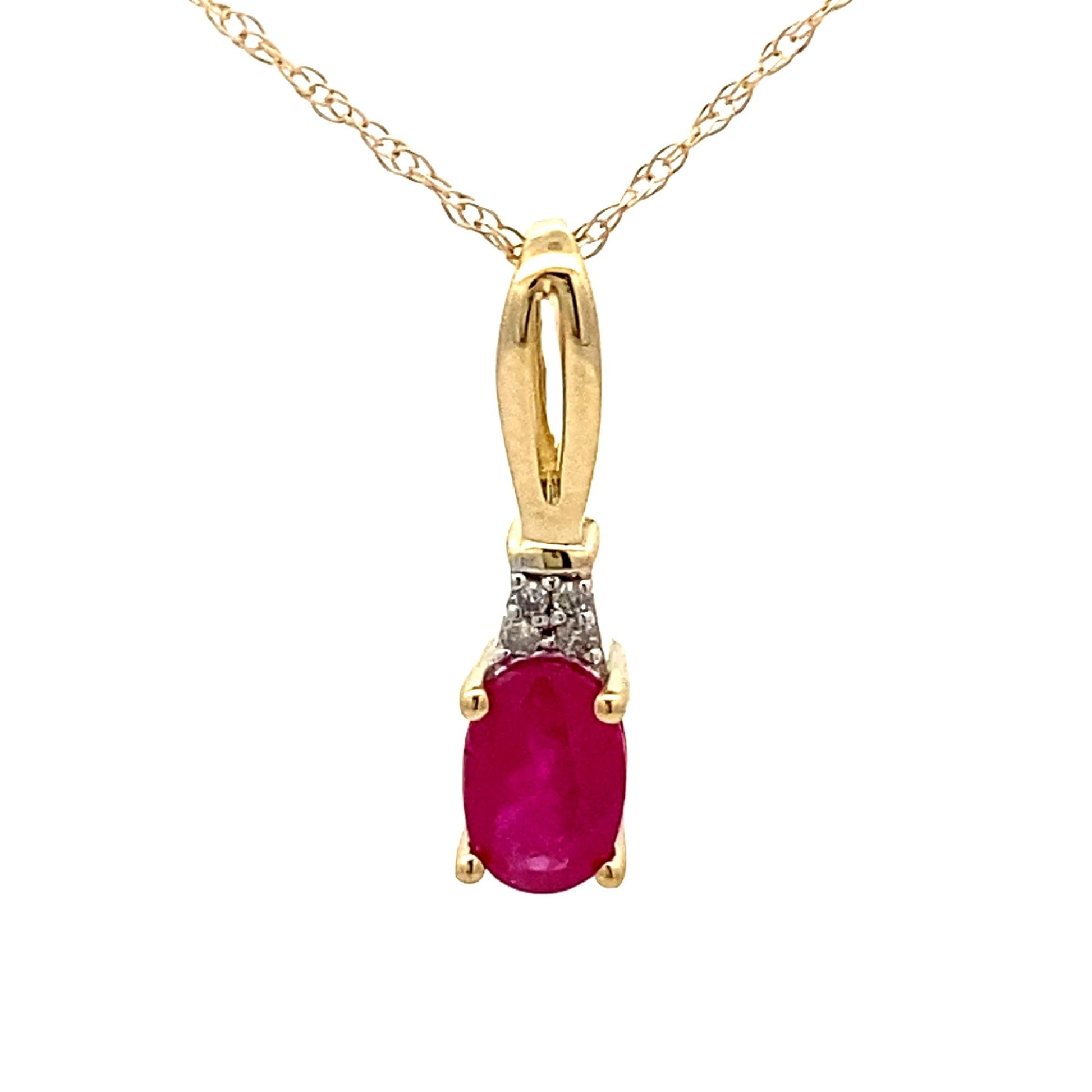 .02ct Ruby Diamond Fashion Pendants 10KT Yellow Gold Bids.com