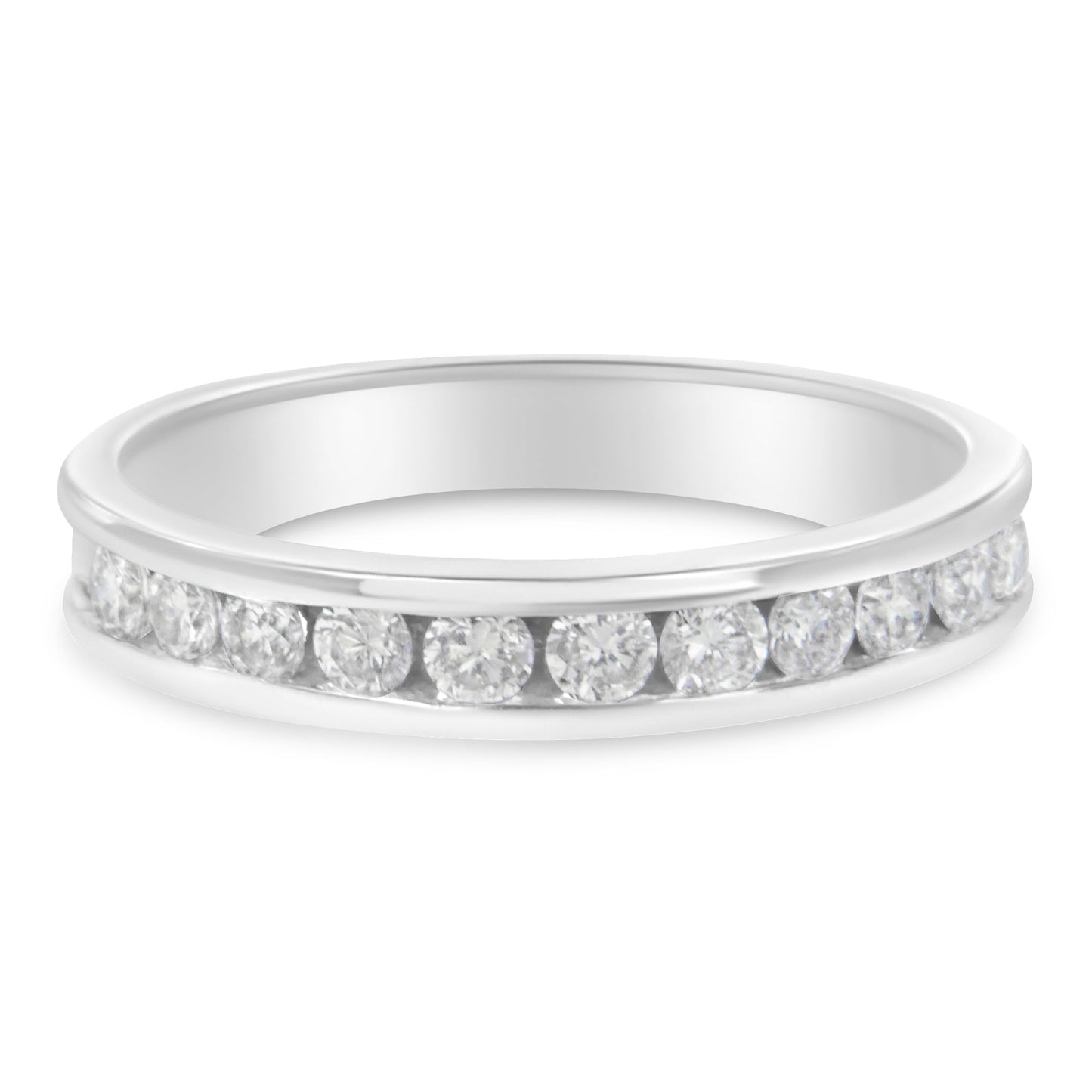 IGI Certified 1/2 Cttw Round Brilliant Cut Diamond 18K White Gold Channel Set Eternity Style Wedding Band Ring (H-I Color, I1-I2 Clarity) - Size 7 Bids.com