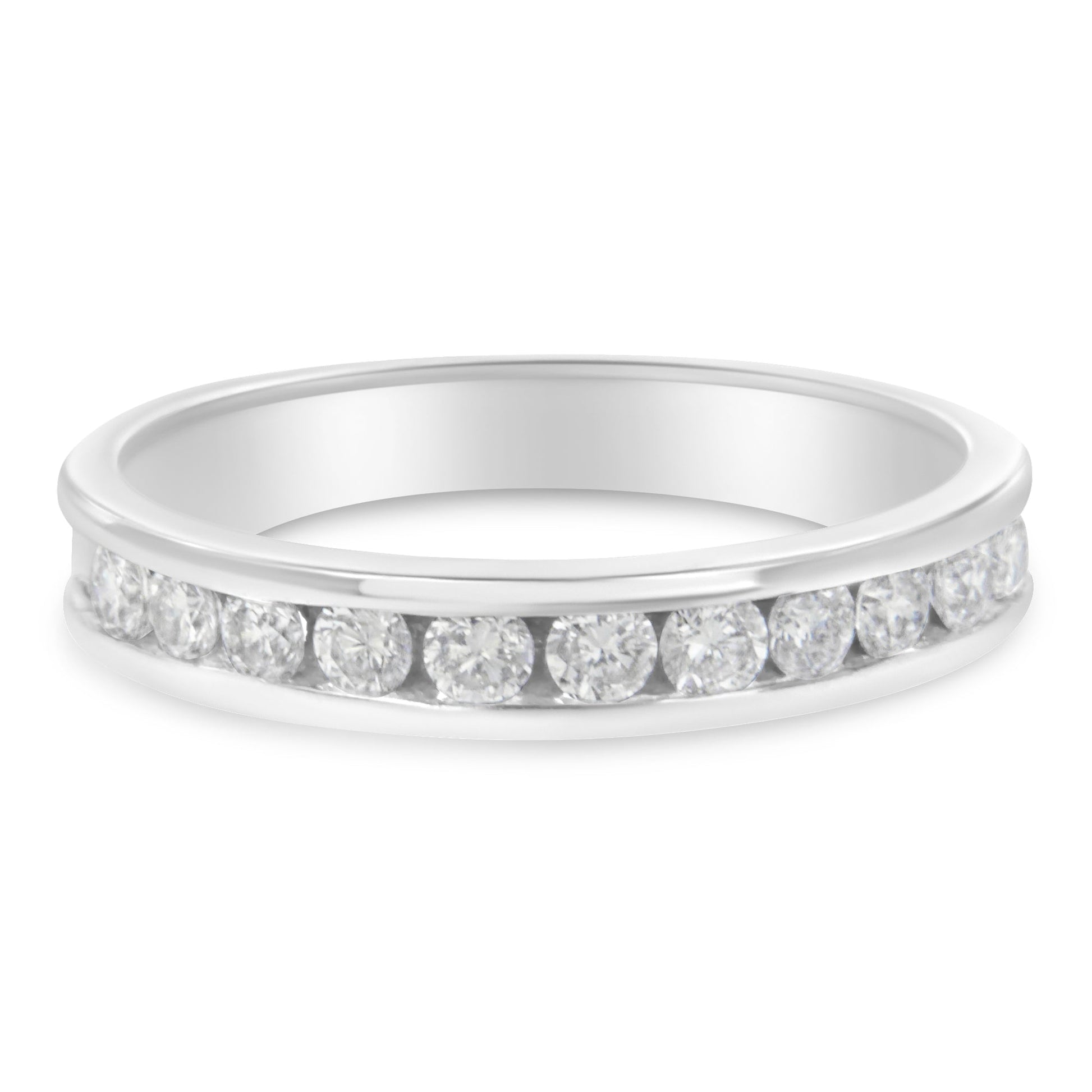 IGI Certified 1/2 Cttw Round Brilliant Cut Diamond 18K White Gold Channel Set Eternity Style Wedding Band Ring (H-I Color, I1-I2 Clarity) - Size 7 Bids.com