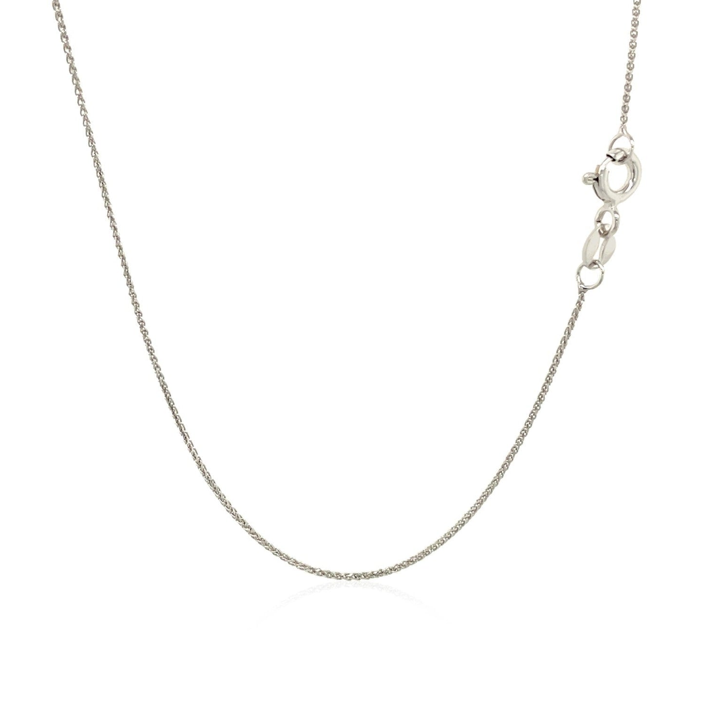 14k White Gold Diamond Cut Round Wheat Chain 0.6mm Bids.com