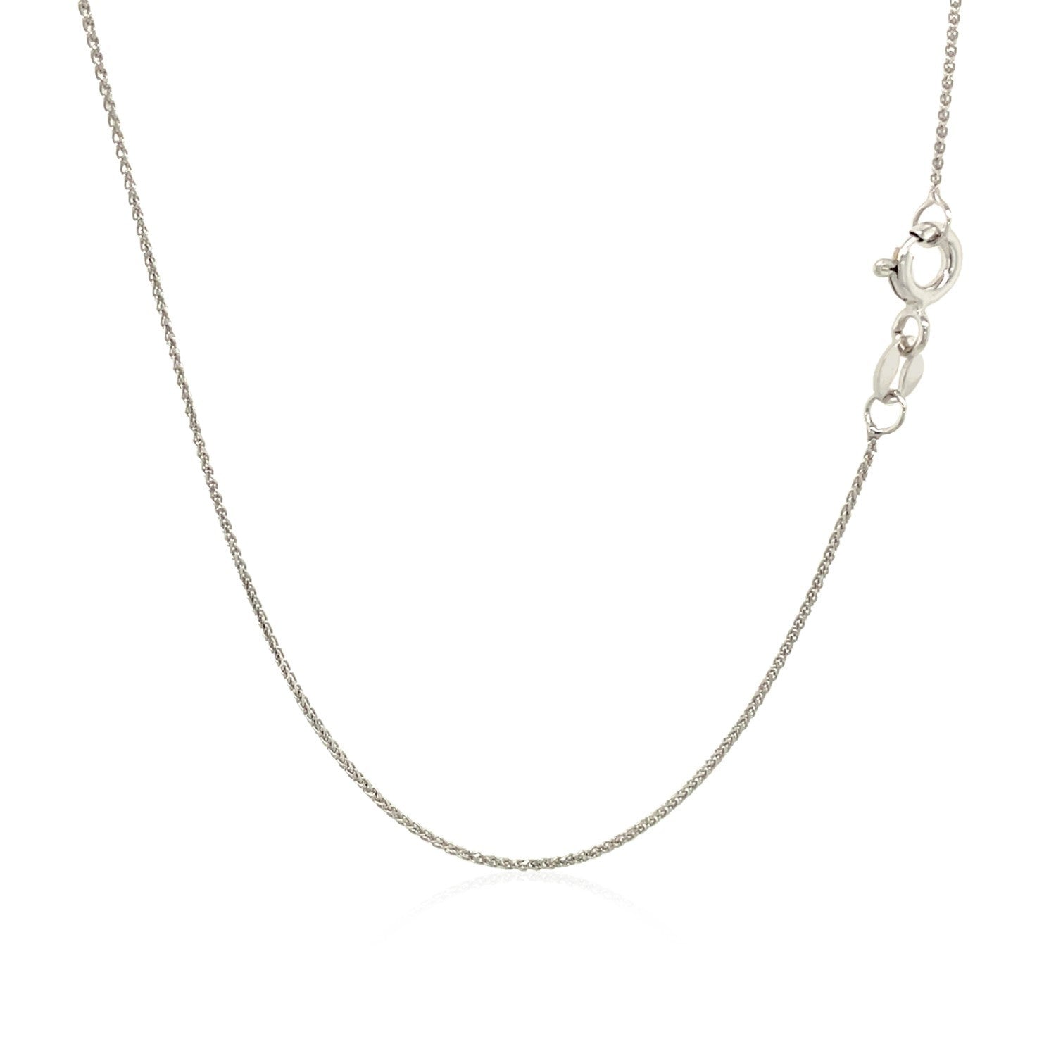 14k White Gold Diamond Cut Round Wheat Chain 0.6mm Bids.com