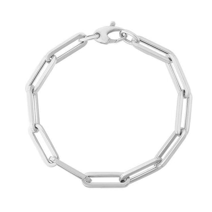 14K White Gold Extra Wide Paperclip Chain Bracelet Bids.com