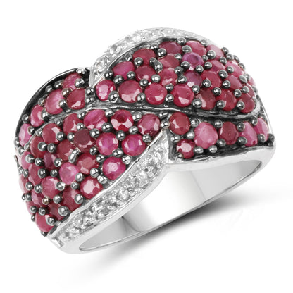 3.06 Carat Genuine Ruby & White Topaz .925 Sterling Silver Ring Bids.com
