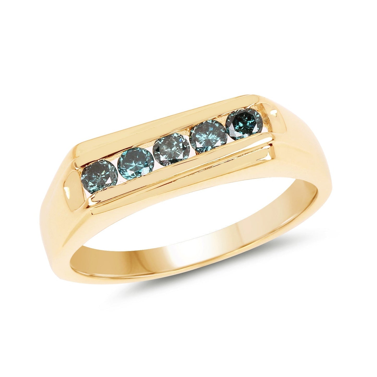 14K Yellow Gold Plated 0.35 Carat Genuine Blue Diamond .925 Sterling Silver Ring Bids.com